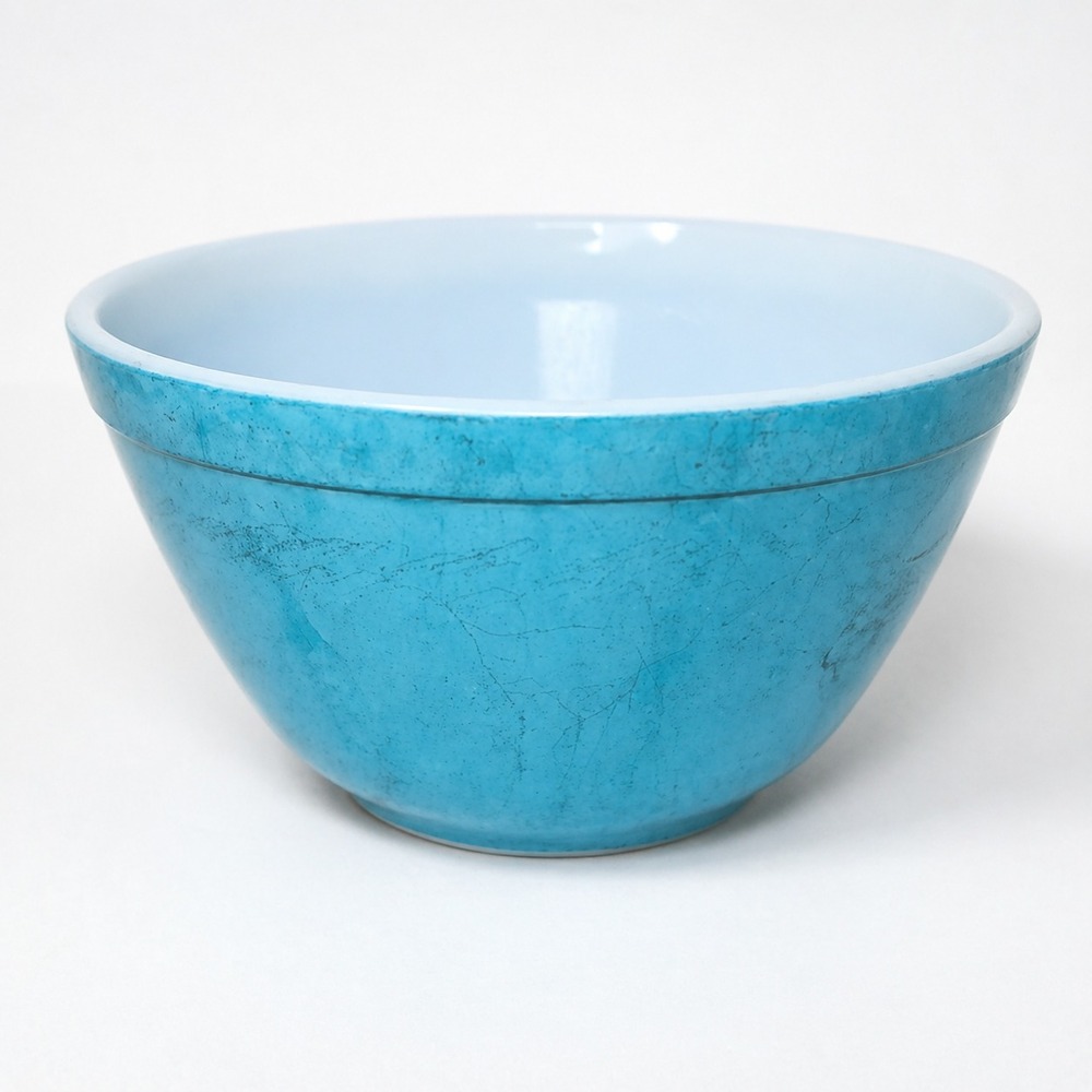 Pyrex 401 Blue Primary Mixing Bowl 1.5 Pt Vintage MCM Nesting Turquoise Glass